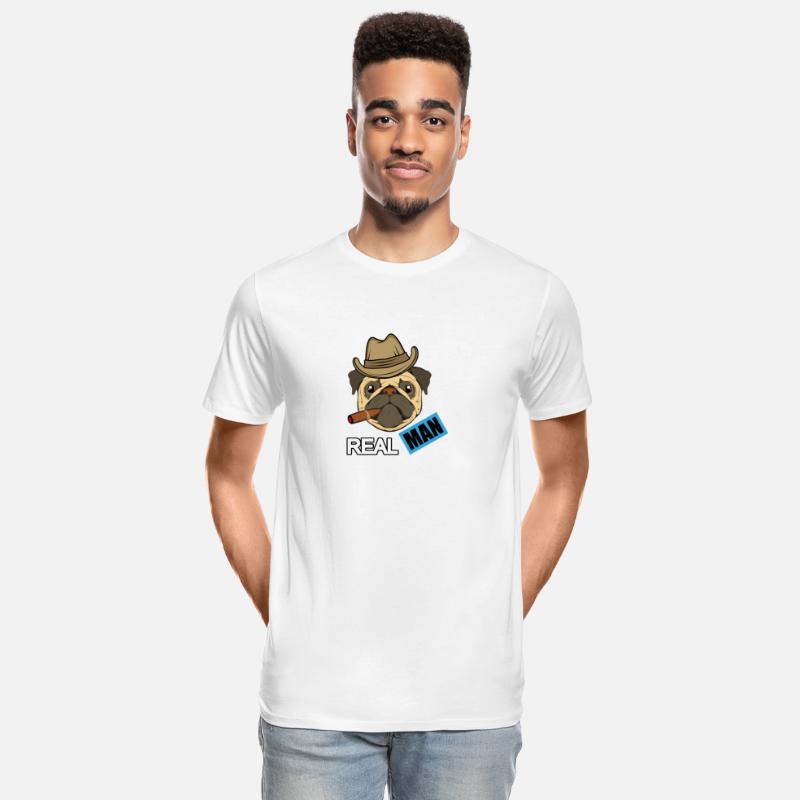 real man with pug illustration