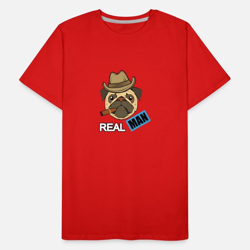 real man with pug illustration