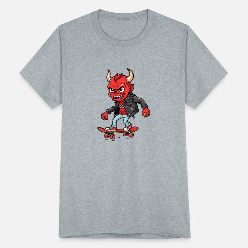 Red devil on skateboard