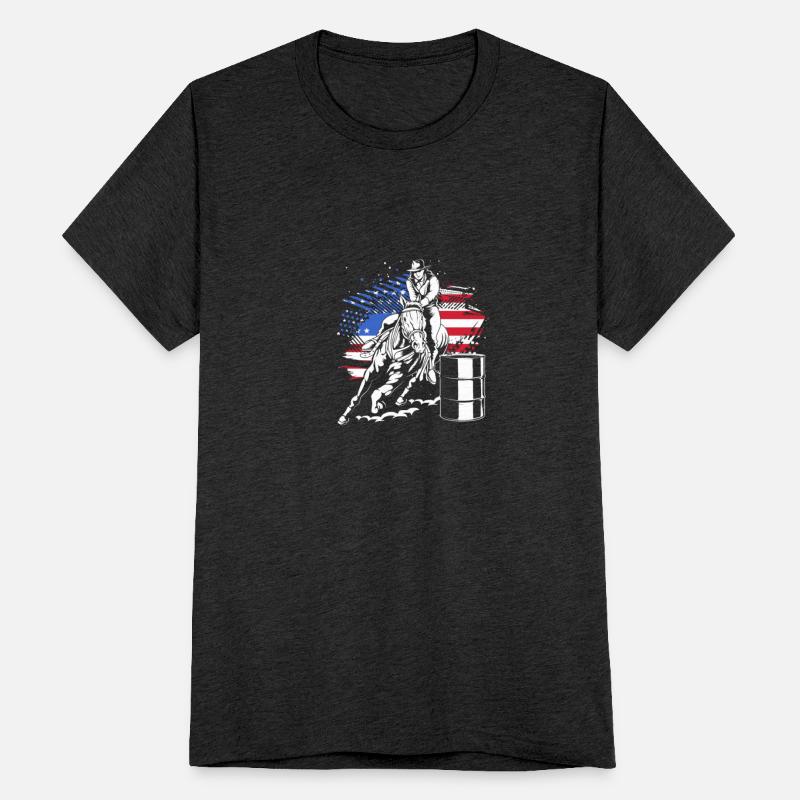 Retro American Flag Cowgirl Horse Barrel Racing