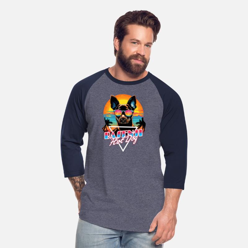 Retro Wave Basenji Hot Dog Shirt