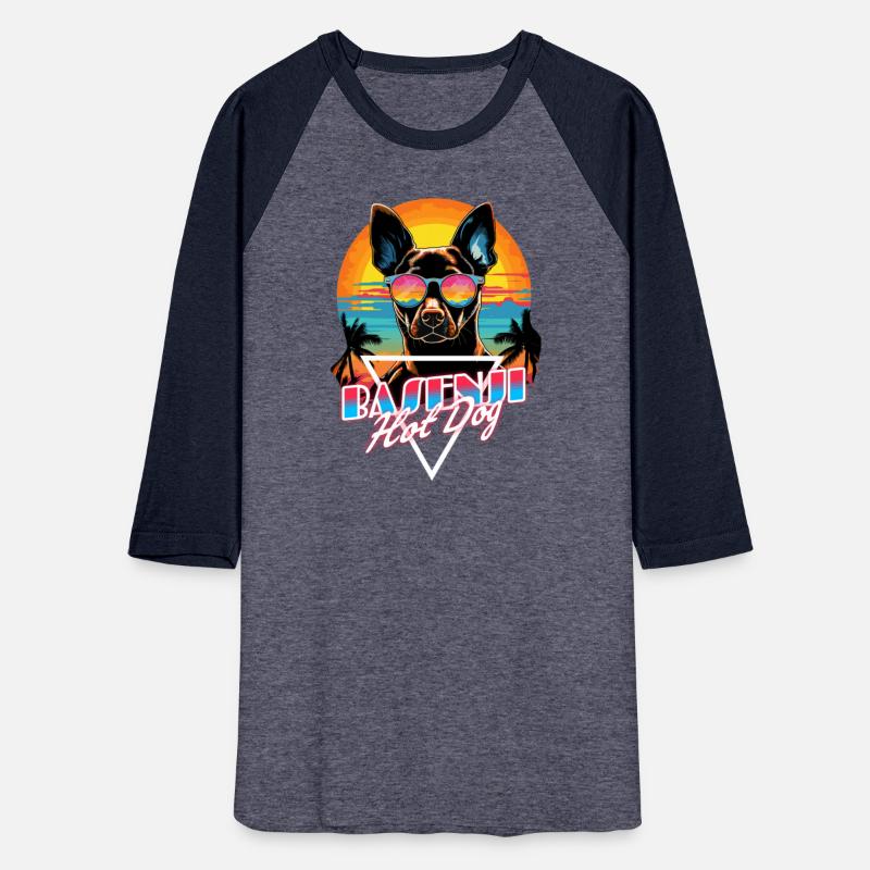 Retro Wave Basenji Hot Dog Shirt