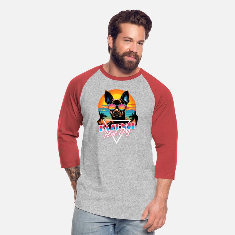 Retro Wave Basenji Hot Dog Shirt