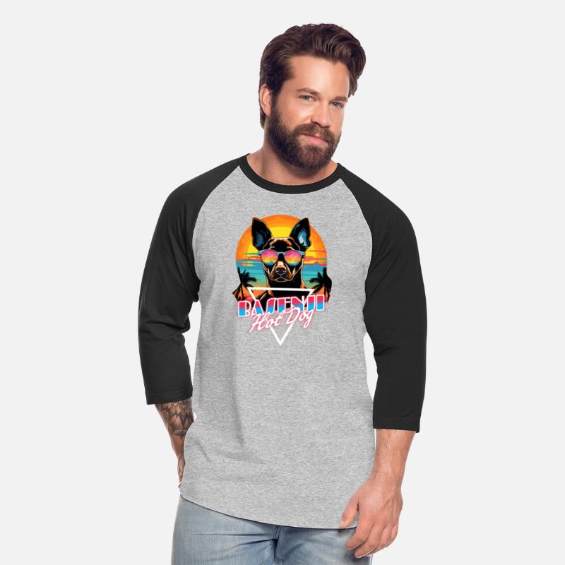 Retro Wave Basenji Hot Dog Shirt
