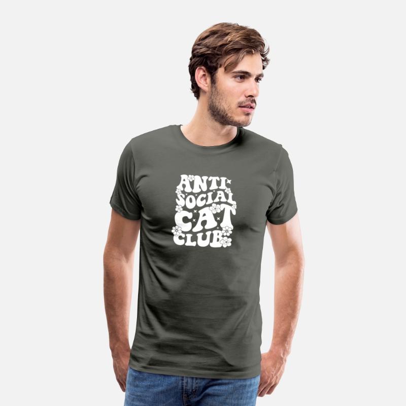 Retro Wavy Anti Cat Club For Black Shirt