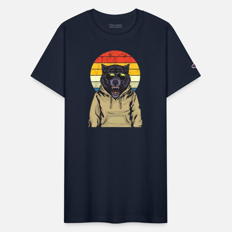 Retro Wolf With Sunglass Screaming