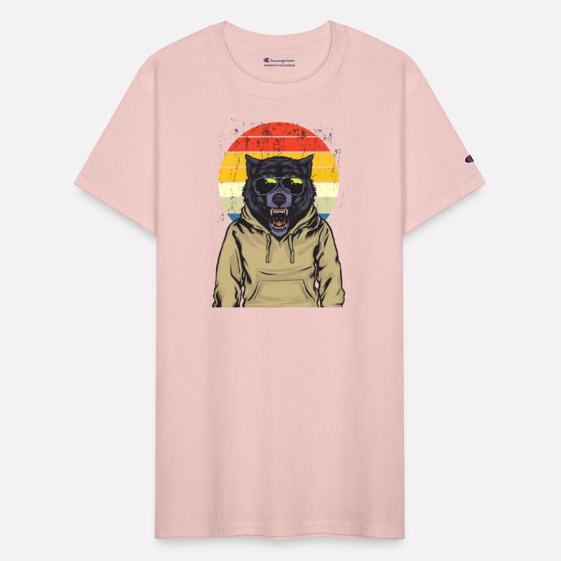 Retro Wolf With Sunglass Screaming