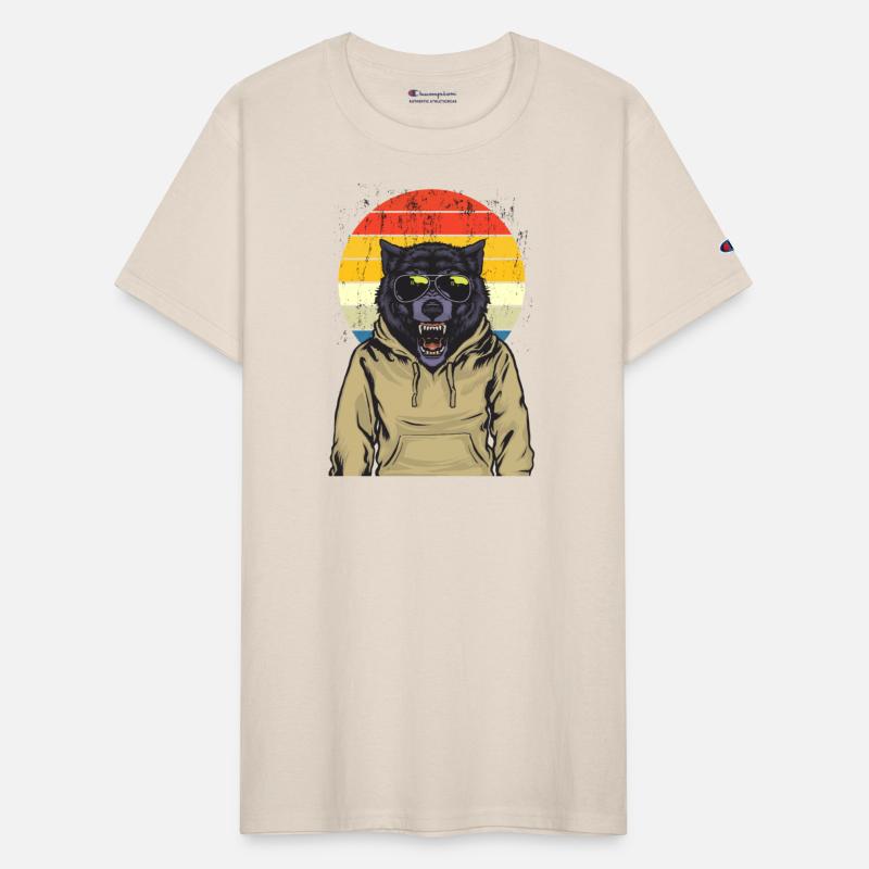 Retro Wolf With Sunglass Screaming