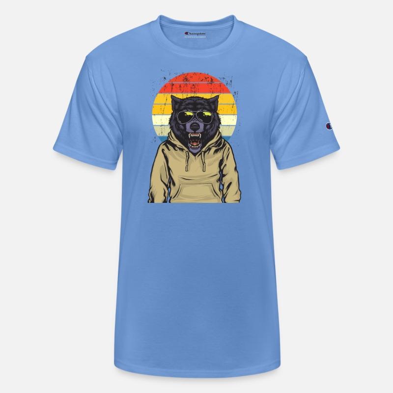 Retro Wolf With Sunglass Screaming