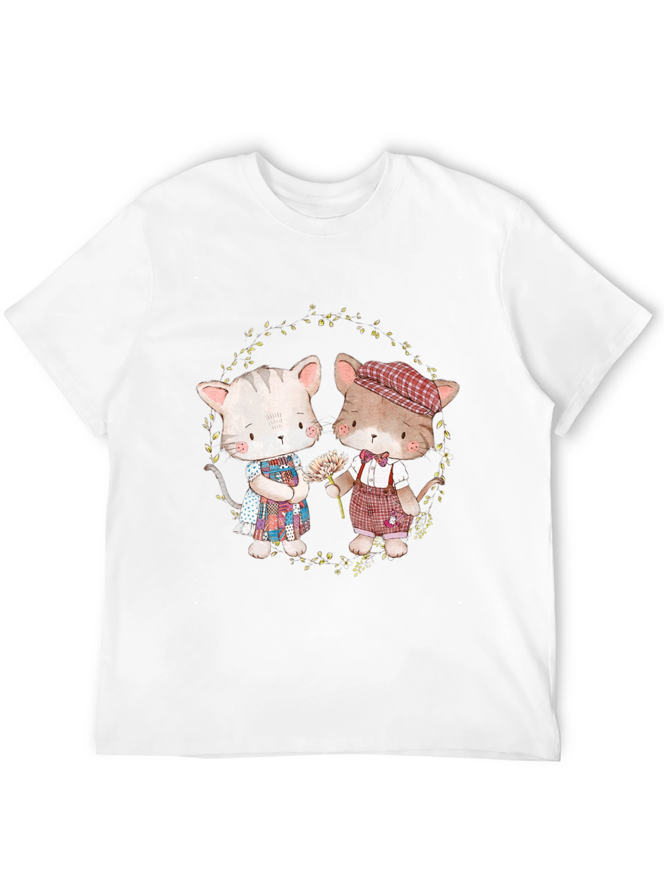 Cute Cartoon Cats Black T-Shirt