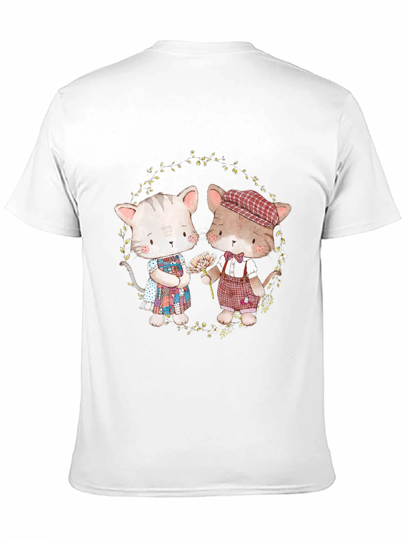 Cute Cartoon Cats Black T-Shirt