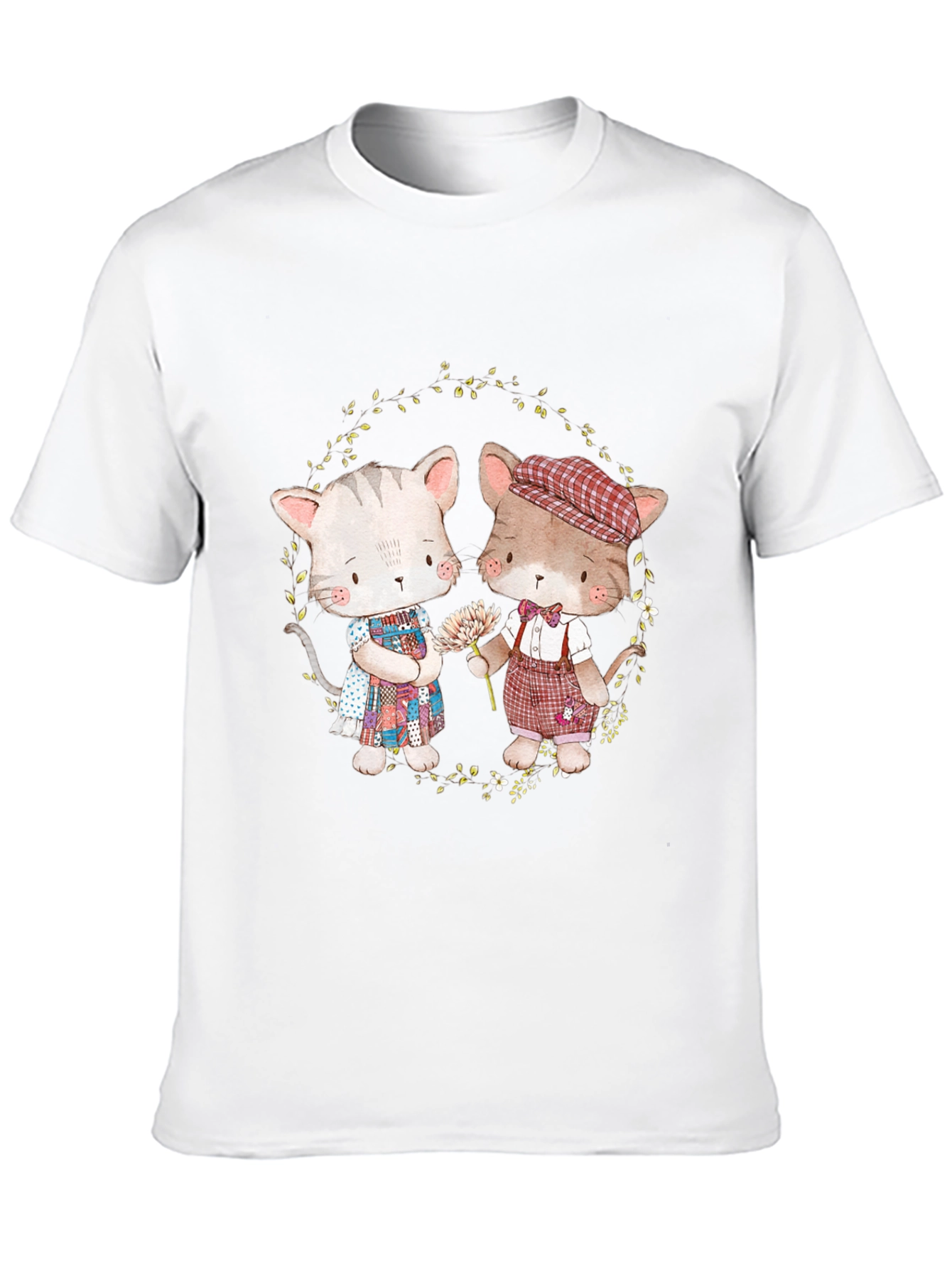 Cute Cartoon Cats Black T-Shirt