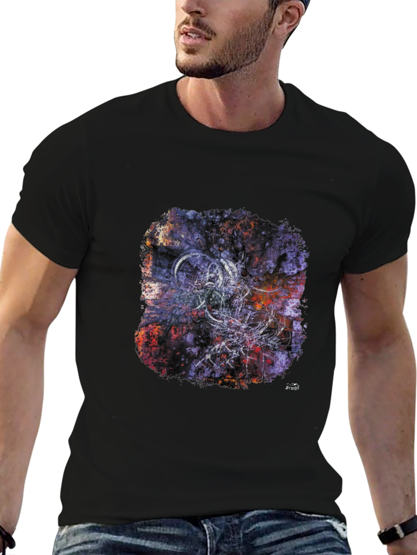 Abstract Graphic Print Black T-Shirt for Men