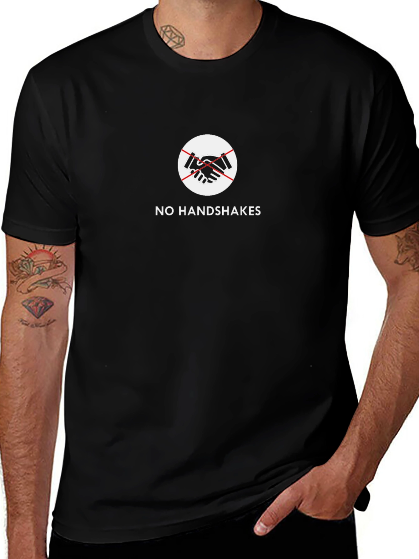 No Handshakes Graphic Tee - Social Distancing Apparel