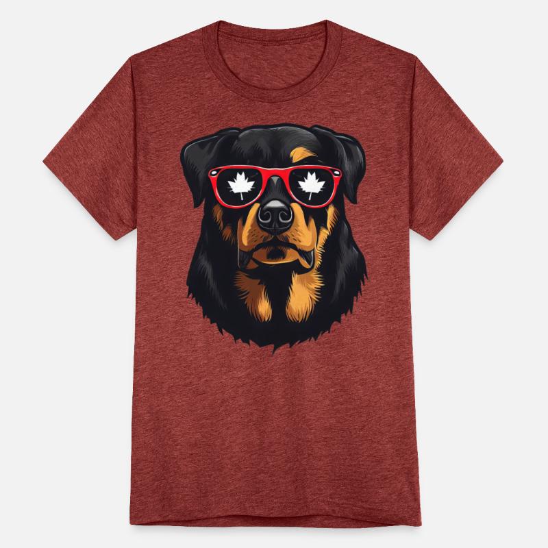 Rottweiler Wearing Canads Colors