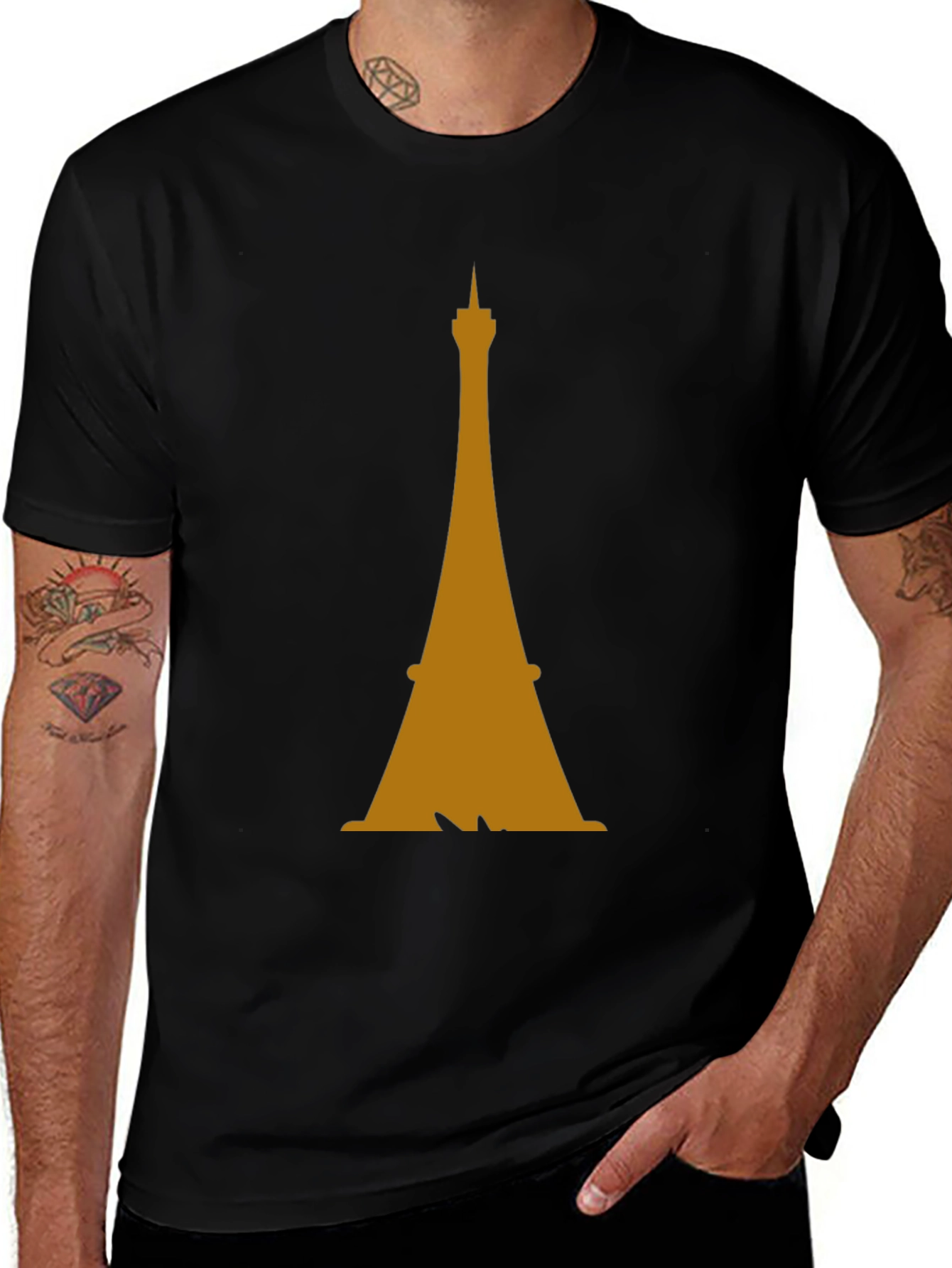 Eiffel Tower Graphic Tee - Stylish Mens Black T-Shirt