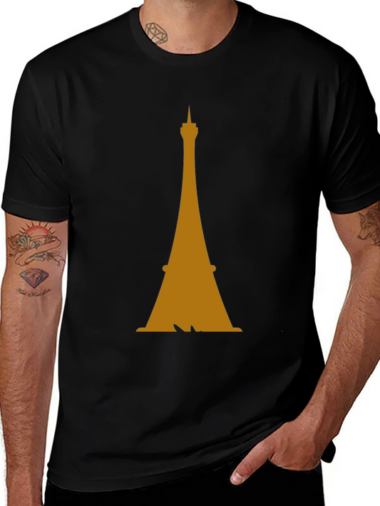 Eiffel Tower Graphic Tee - Stylish Mens Black T-Shirt