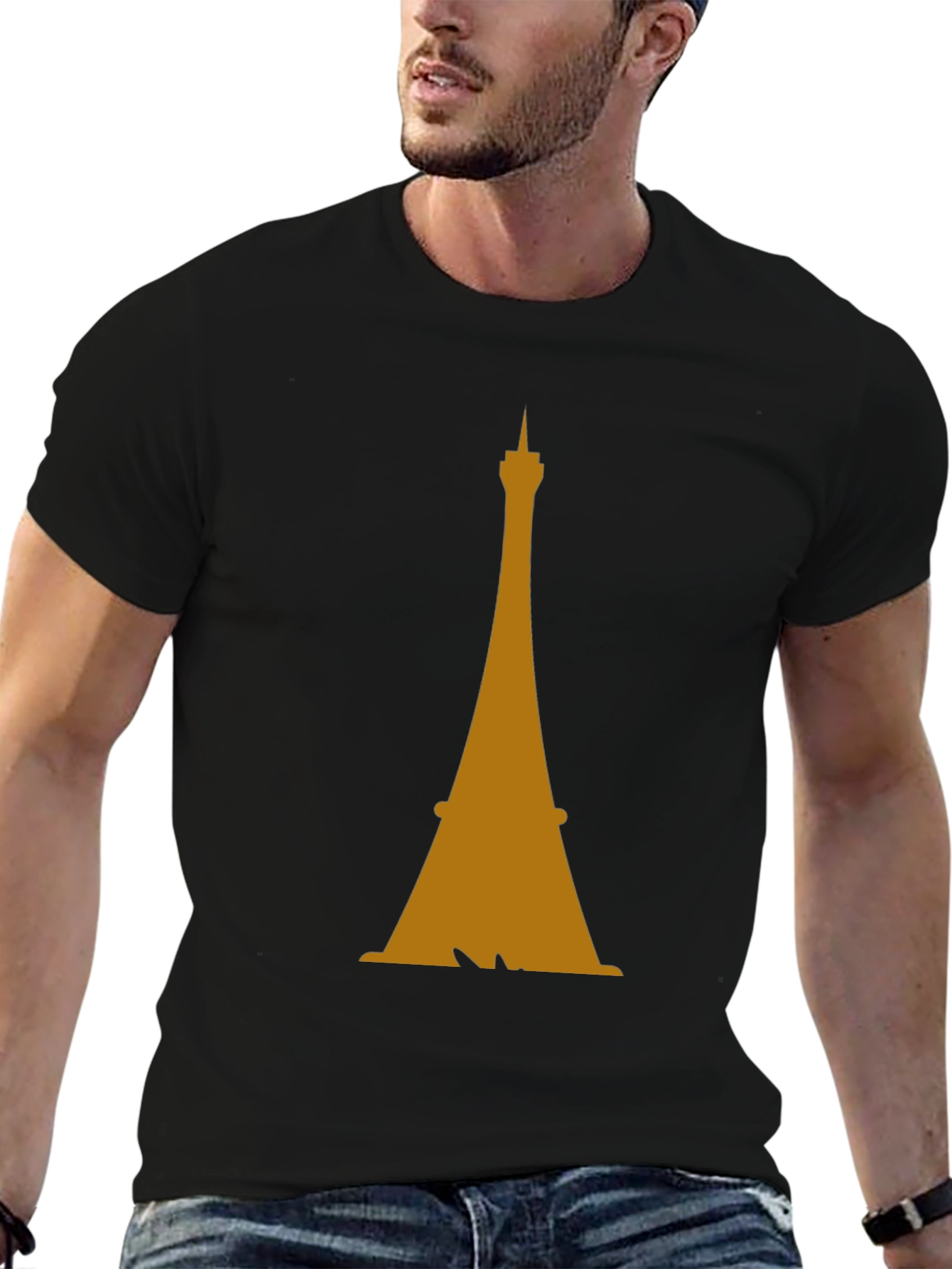 Eiffel Tower Graphic Tee - Stylish Mens Black T-Shirt