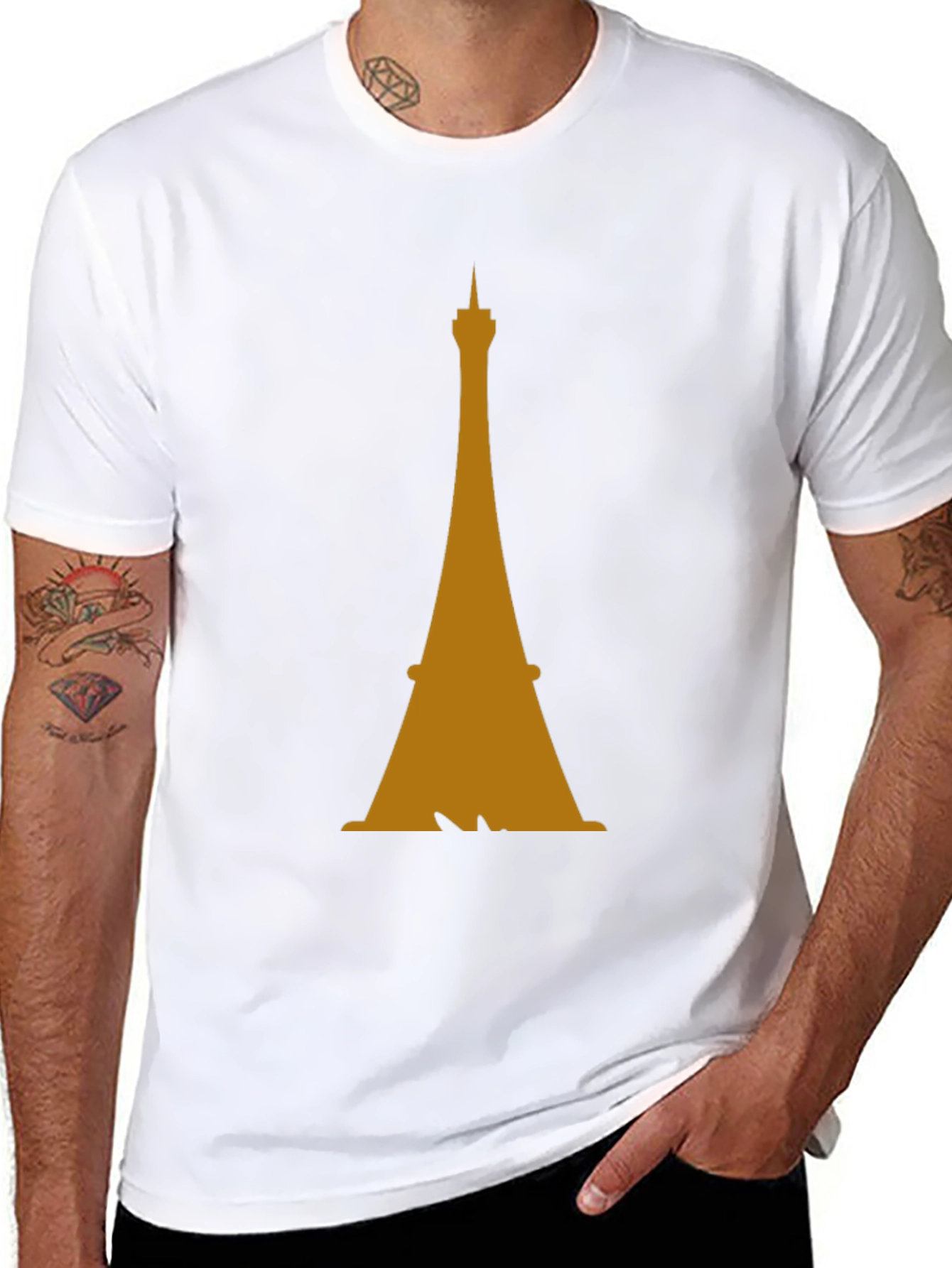 Eiffel Tower Graphic Tee - Stylish Mens Black T-Shirt