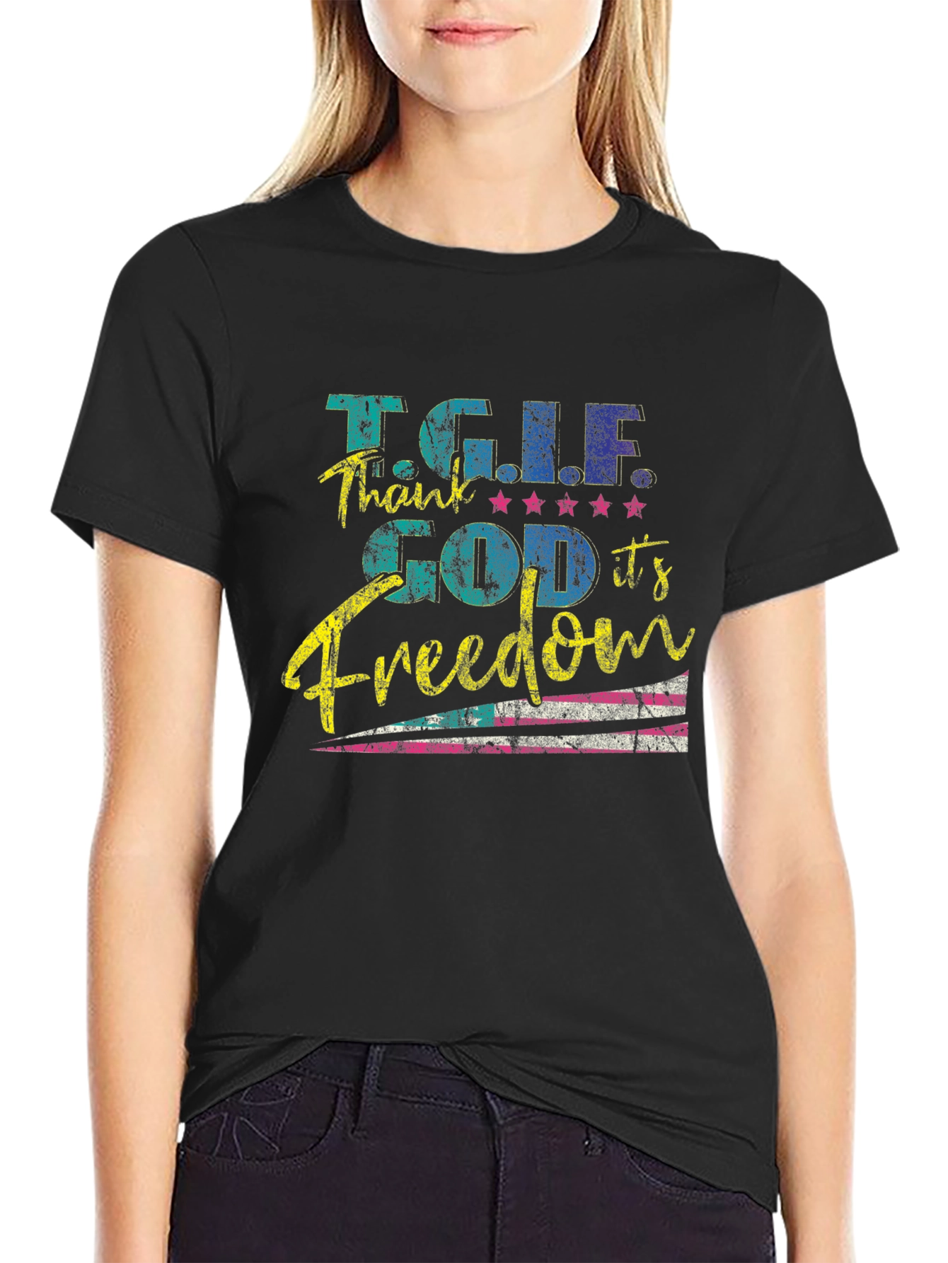 TGIF Freedom Graphic Tee - Mens Black T-Shirt
