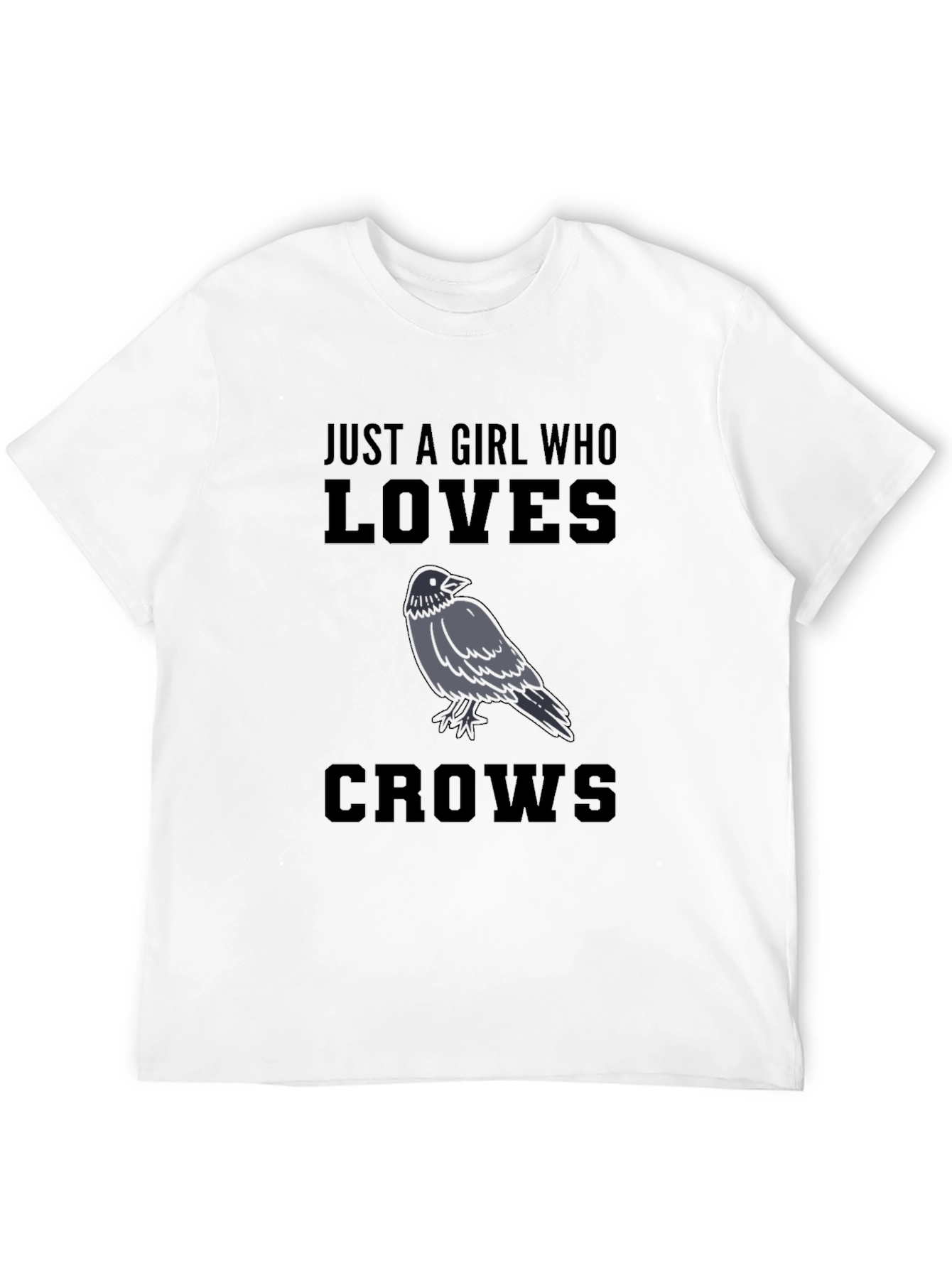 Girl Who Loves Crows Black T-Shirt