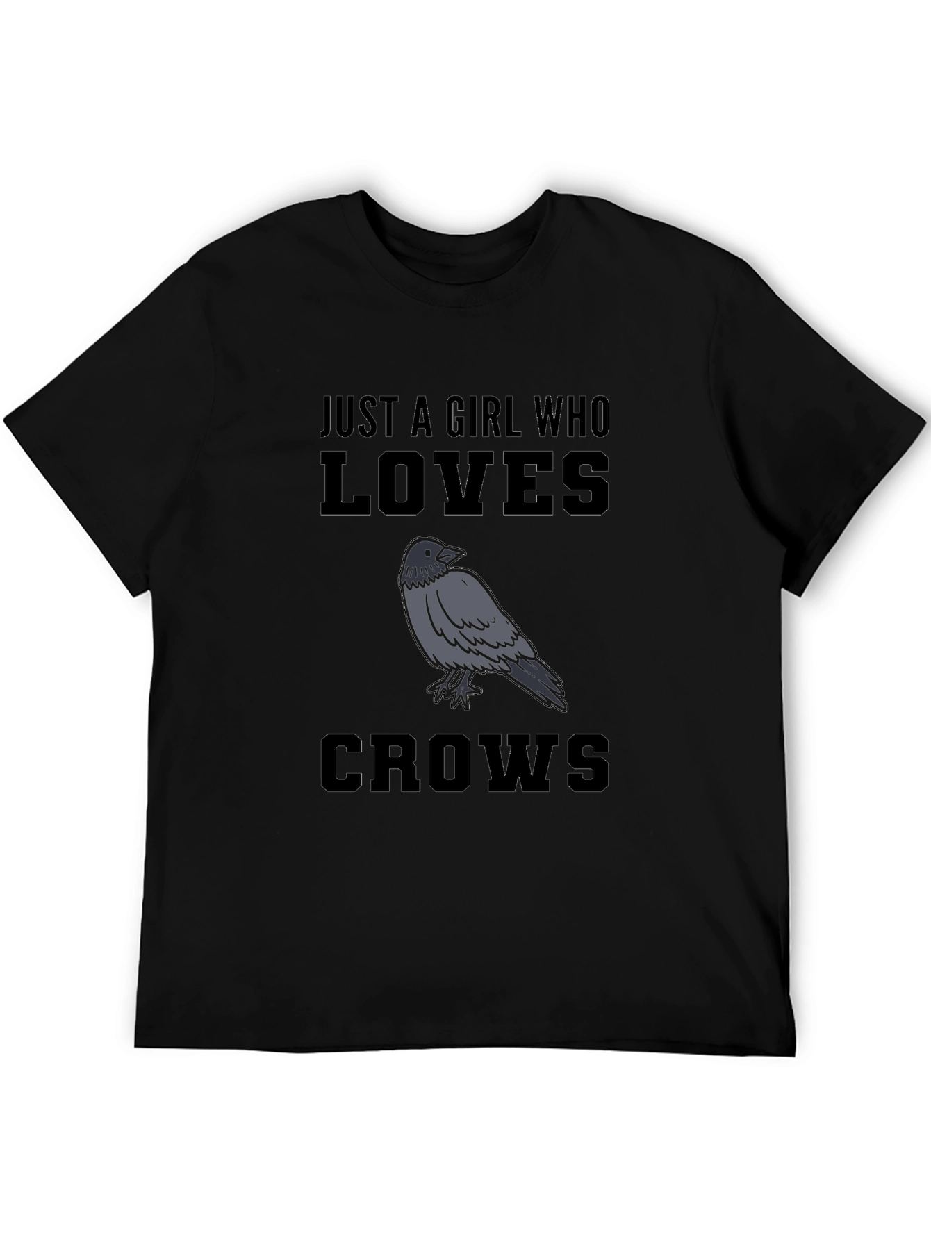 Girl Who Loves Crows Black T-Shirt