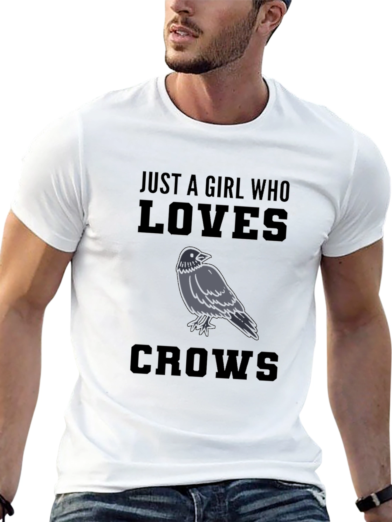 Girl Who Loves Crows Black T-Shirt
