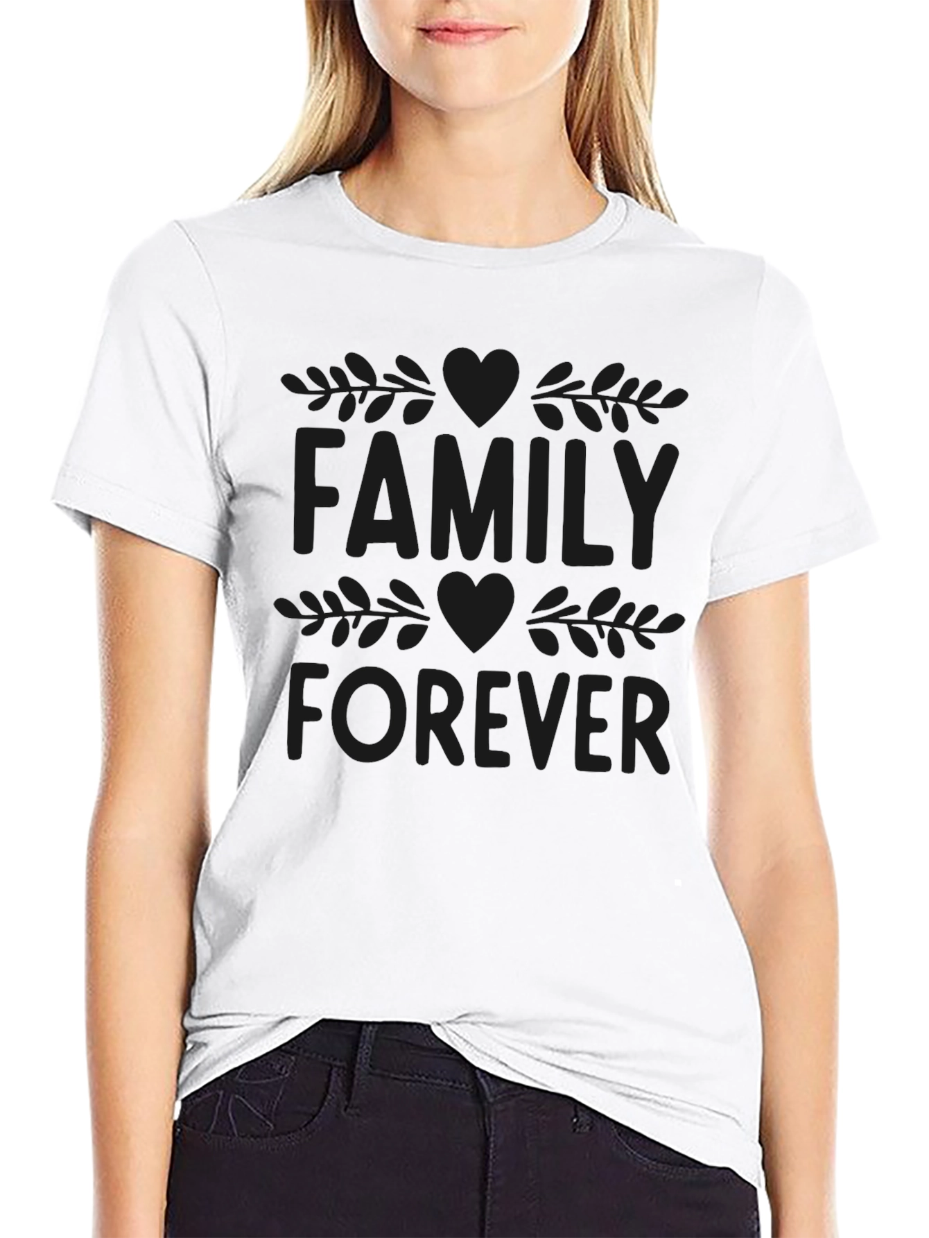 Family Forever Black Graphic T-Shirt