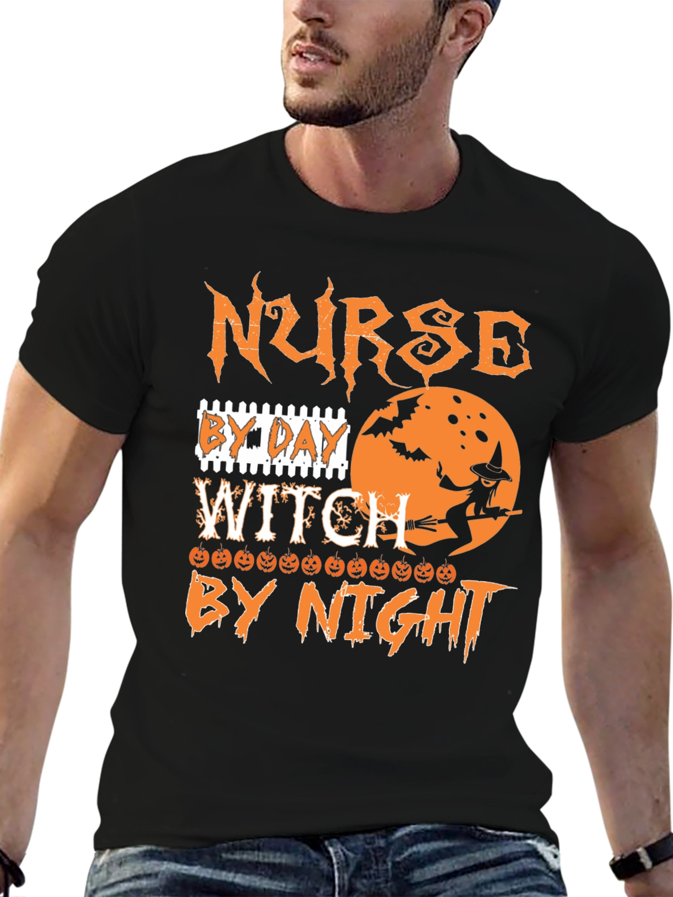 Nurse By Day Witch By Night Halloween T-Shirt