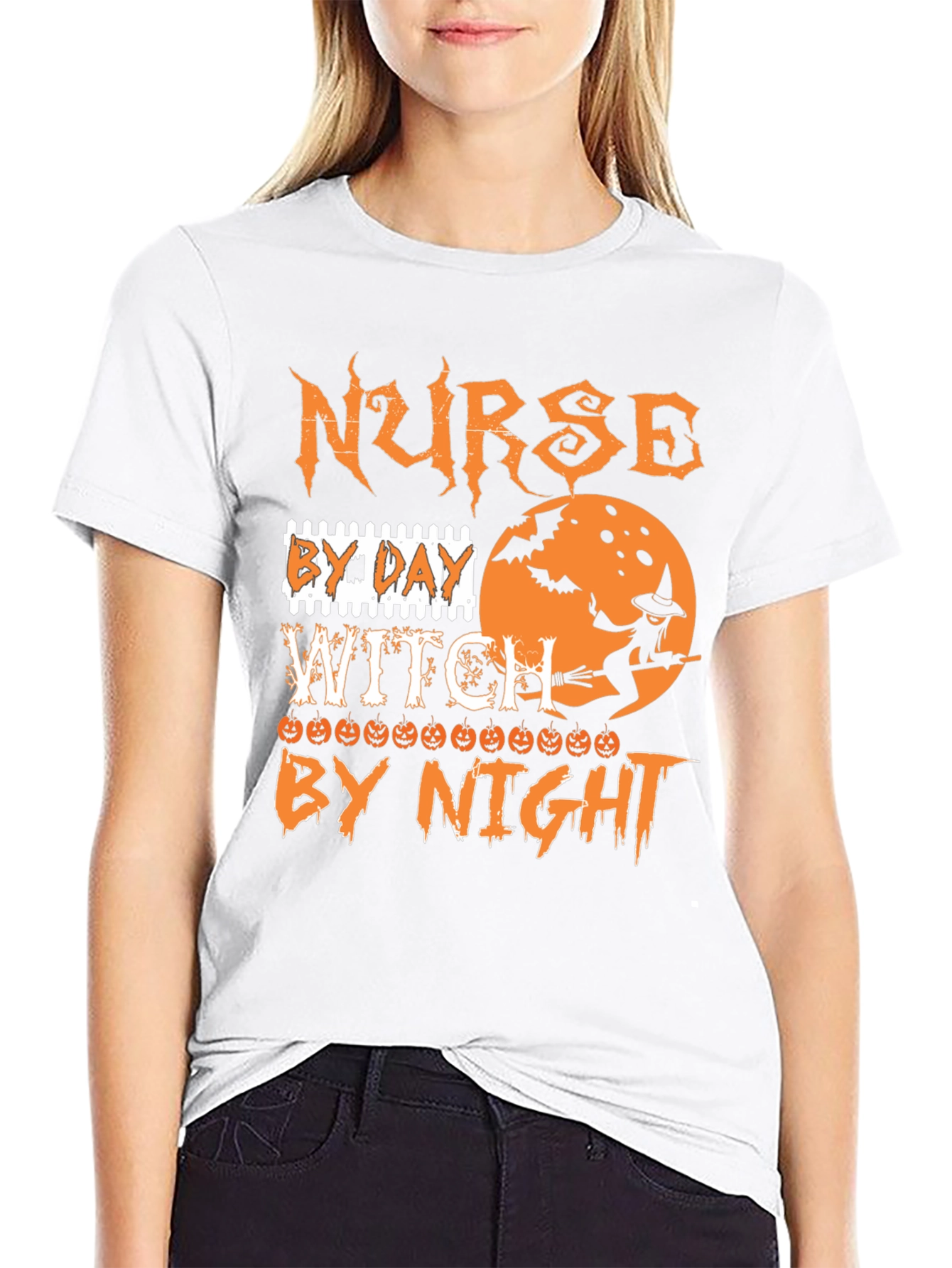 Nurse By Day Witch By Night Halloween T-Shirt