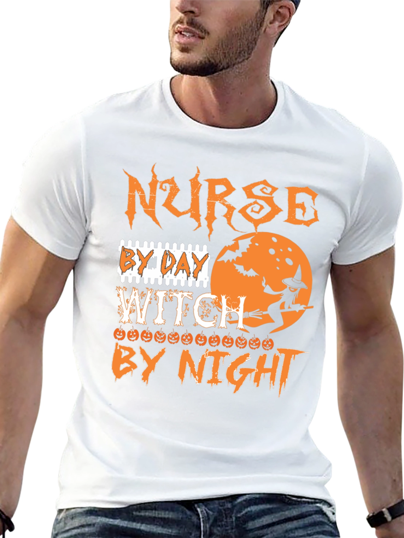Nurse By Day Witch By Night Halloween T-Shirt