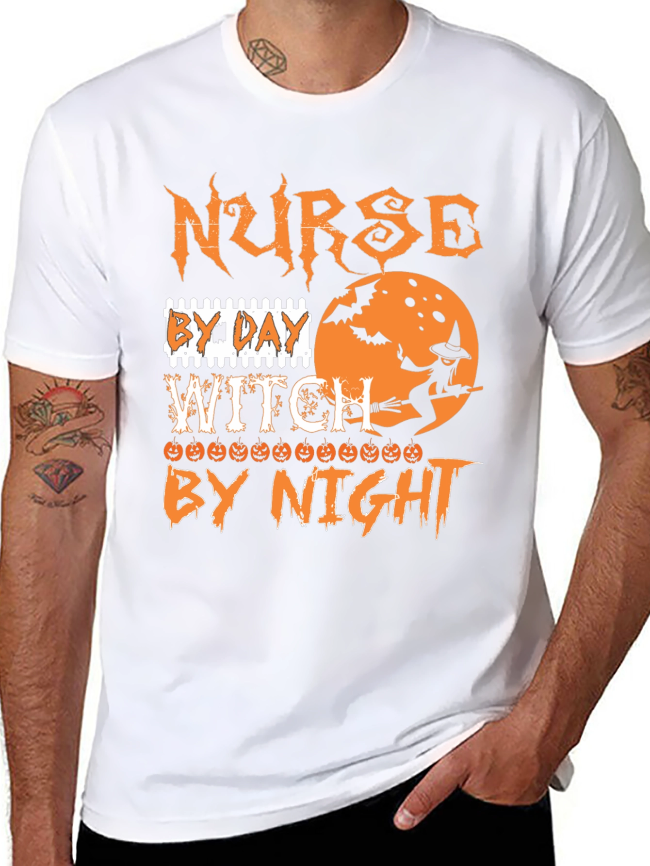 Nurse By Day Witch By Night Halloween T-Shirt
