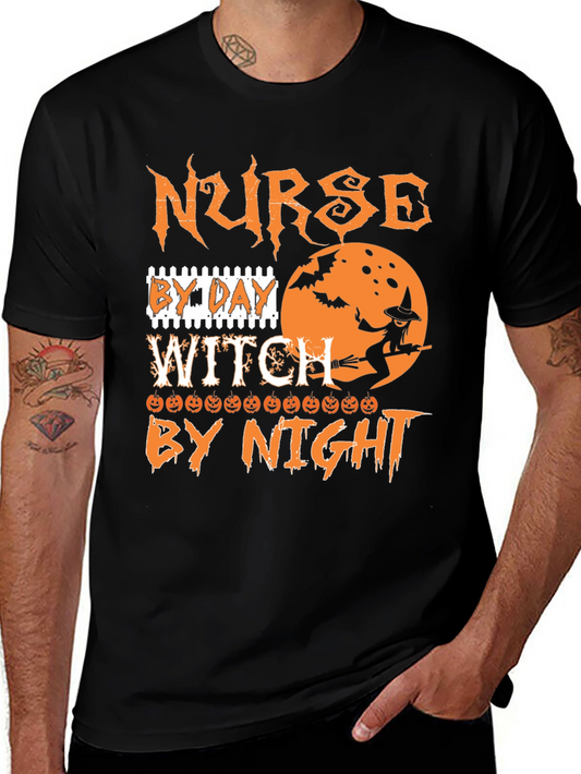 Nurse By Day Witch By Night Halloween T-Shirt