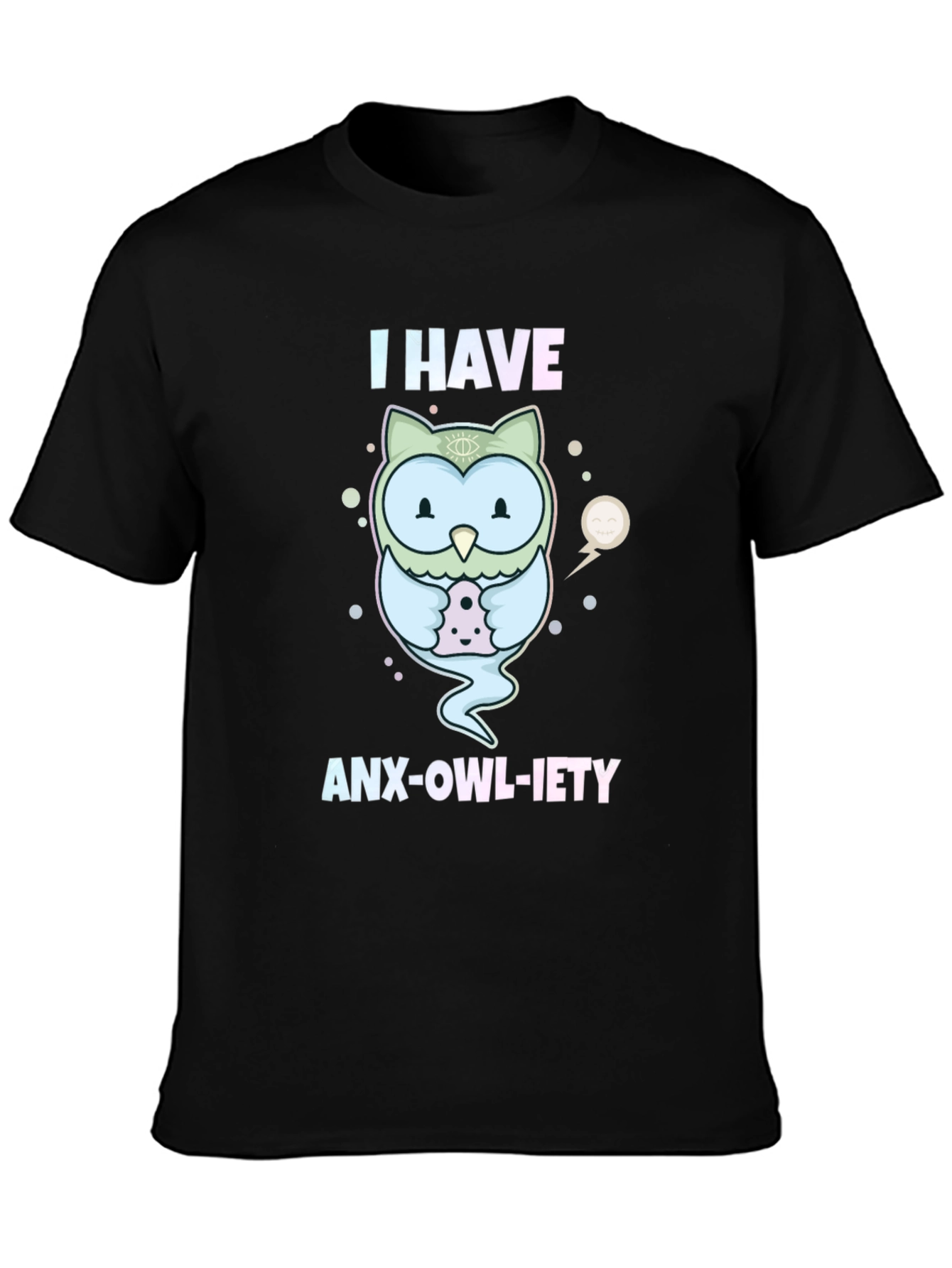 Anx-Owl-Iety T-Shirt: Cute Owl Design Anxiety Humor