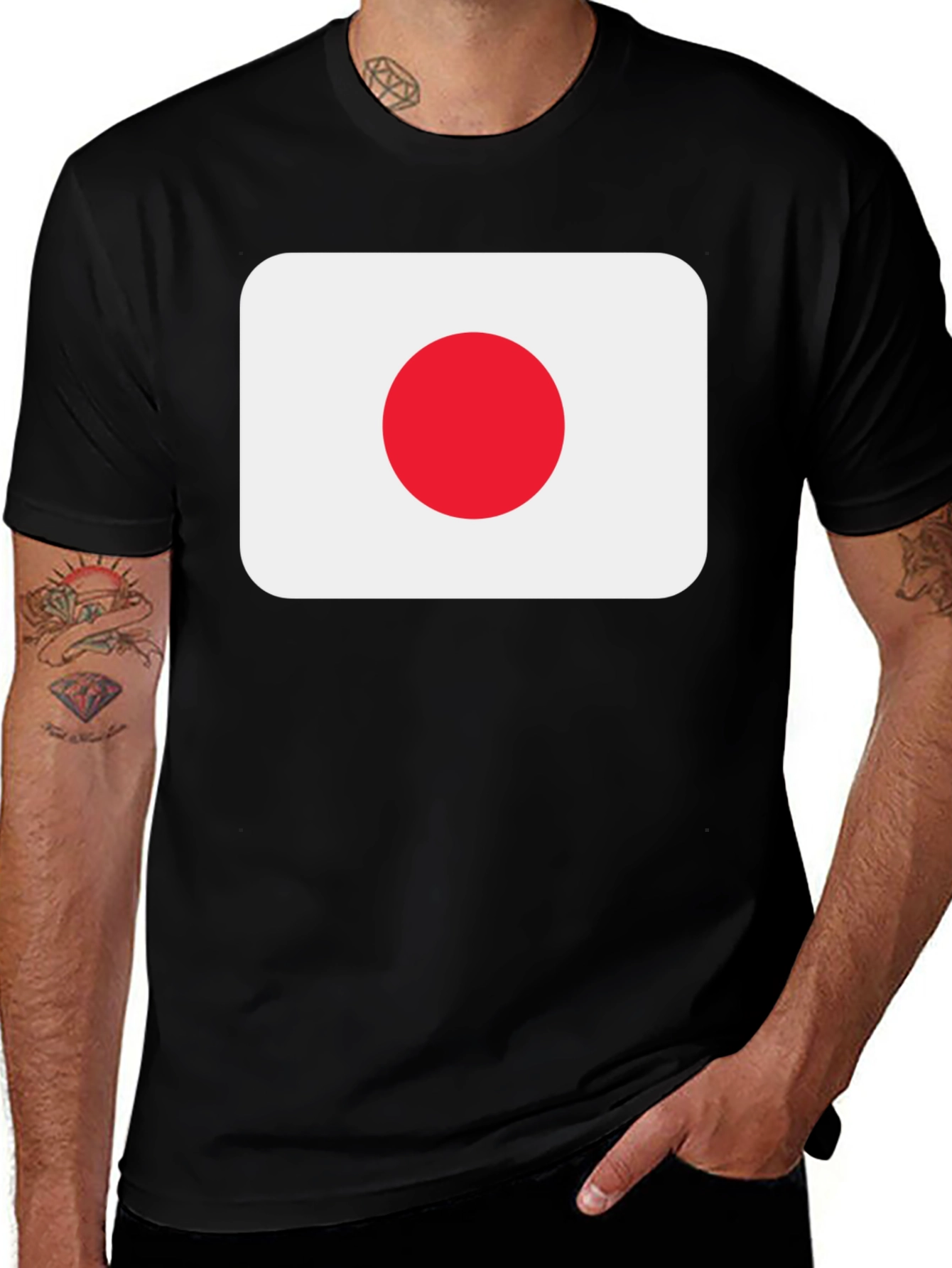 Japan Flag Black T-Shirt