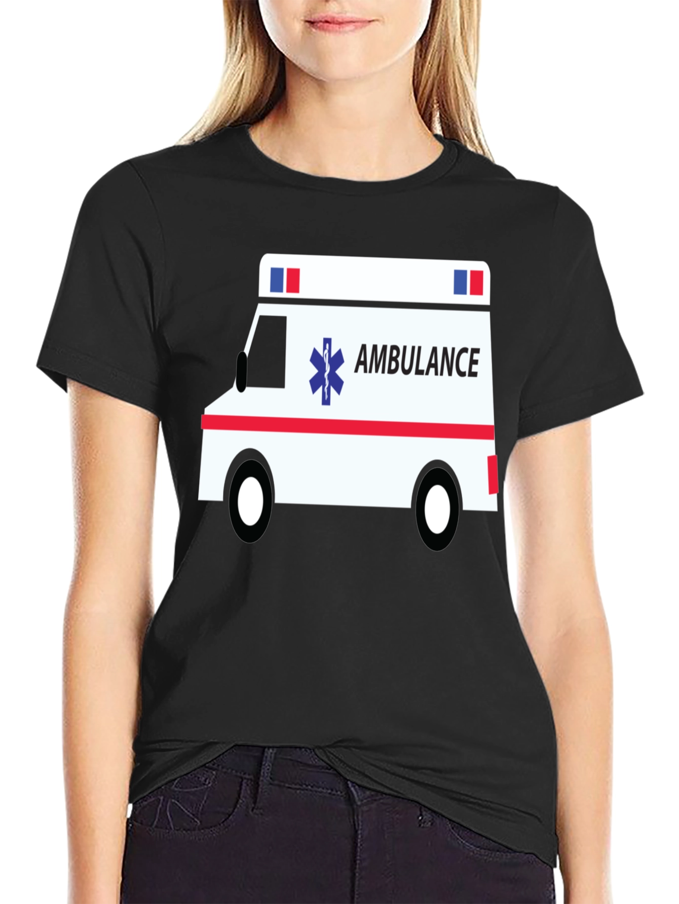 Ambulance Graphic Tee - Black Cotton T-Shirt