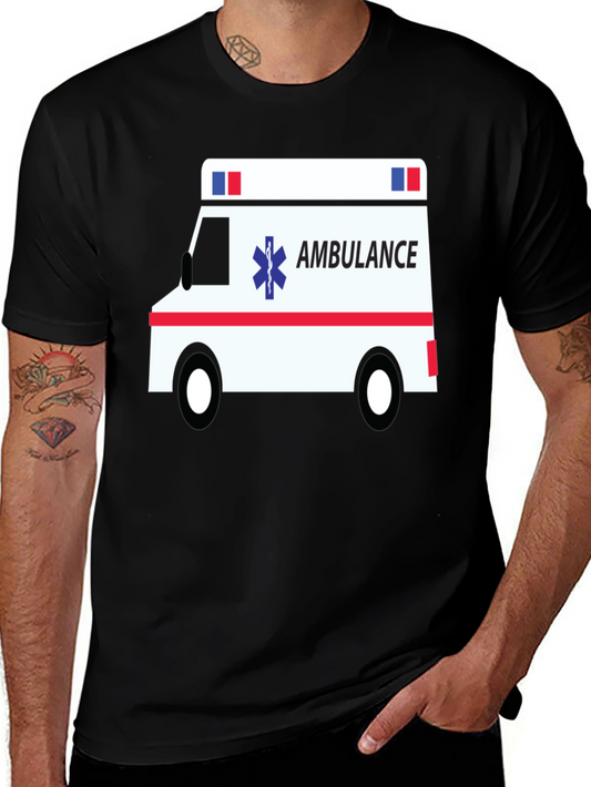 Ambulance Graphic Tee - Black Cotton T-Shirt