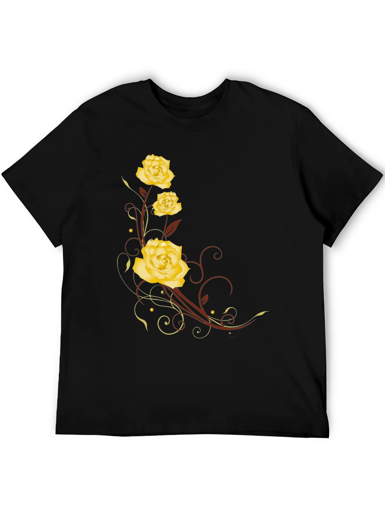 Floral Rose T-Shirt - Elegant Black Tee