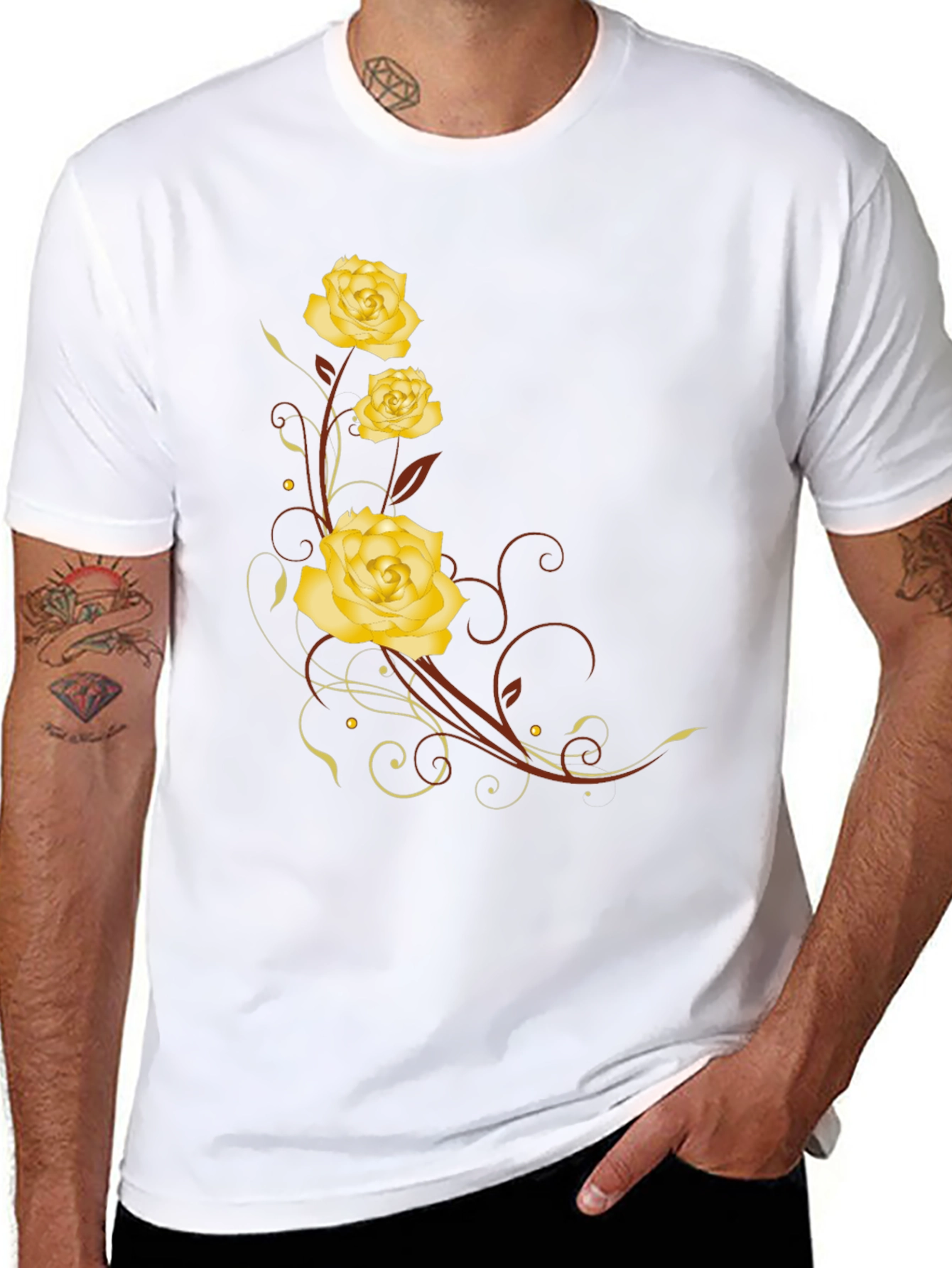 Floral Rose T-Shirt - Elegant Black Tee