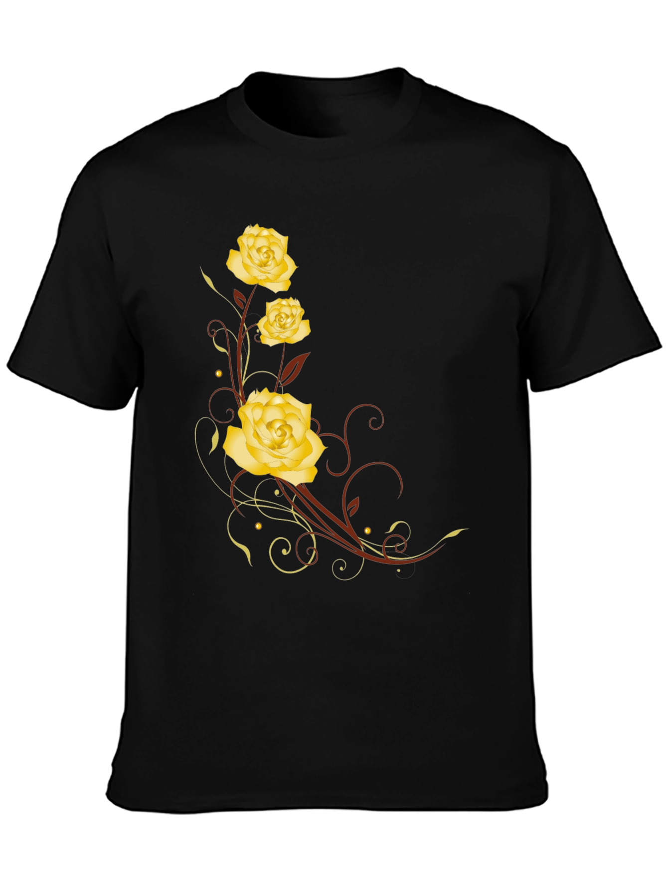 Floral Rose T-Shirt - Elegant Black Tee