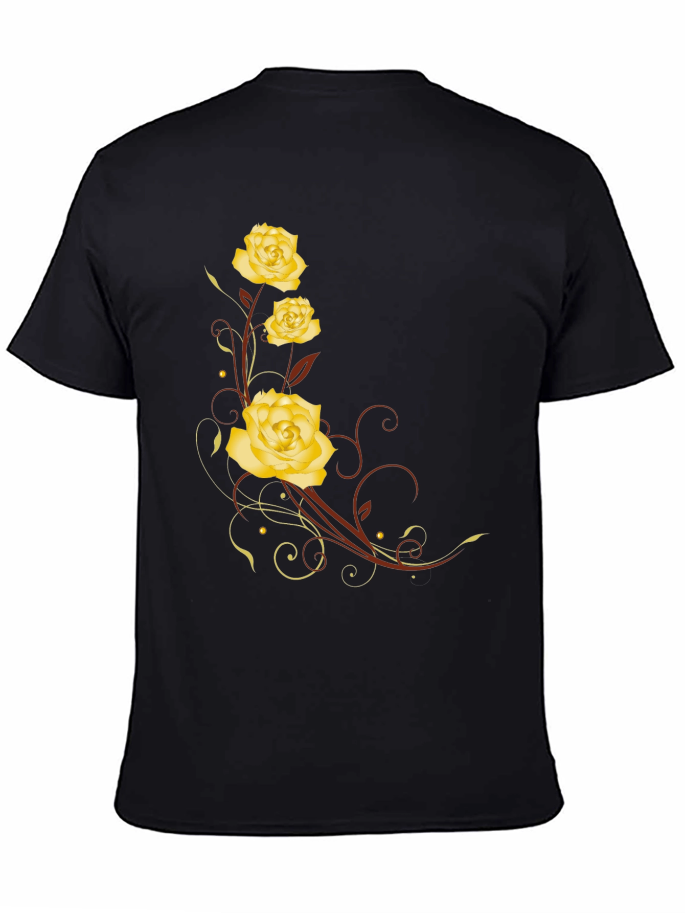 Floral Rose T-Shirt - Elegant Black Tee