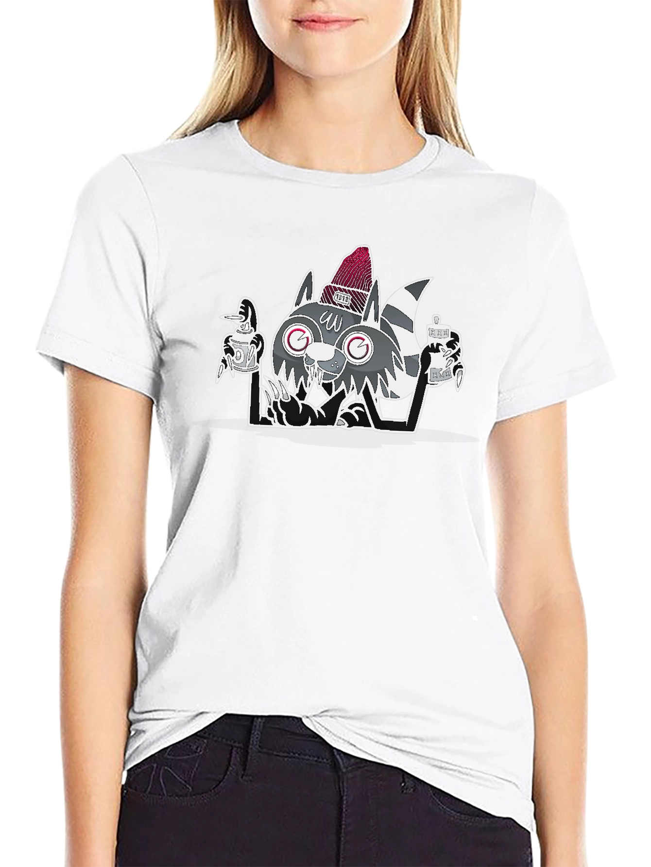 Cool Raccoon Graphic Tee - Mens Black T-Shirt