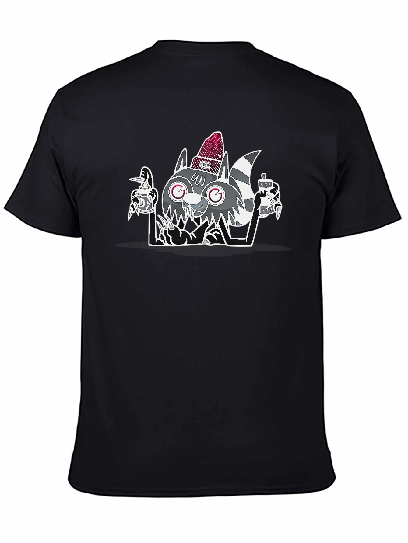 Cool Raccoon Graphic Tee - Mens Black T-Shirt