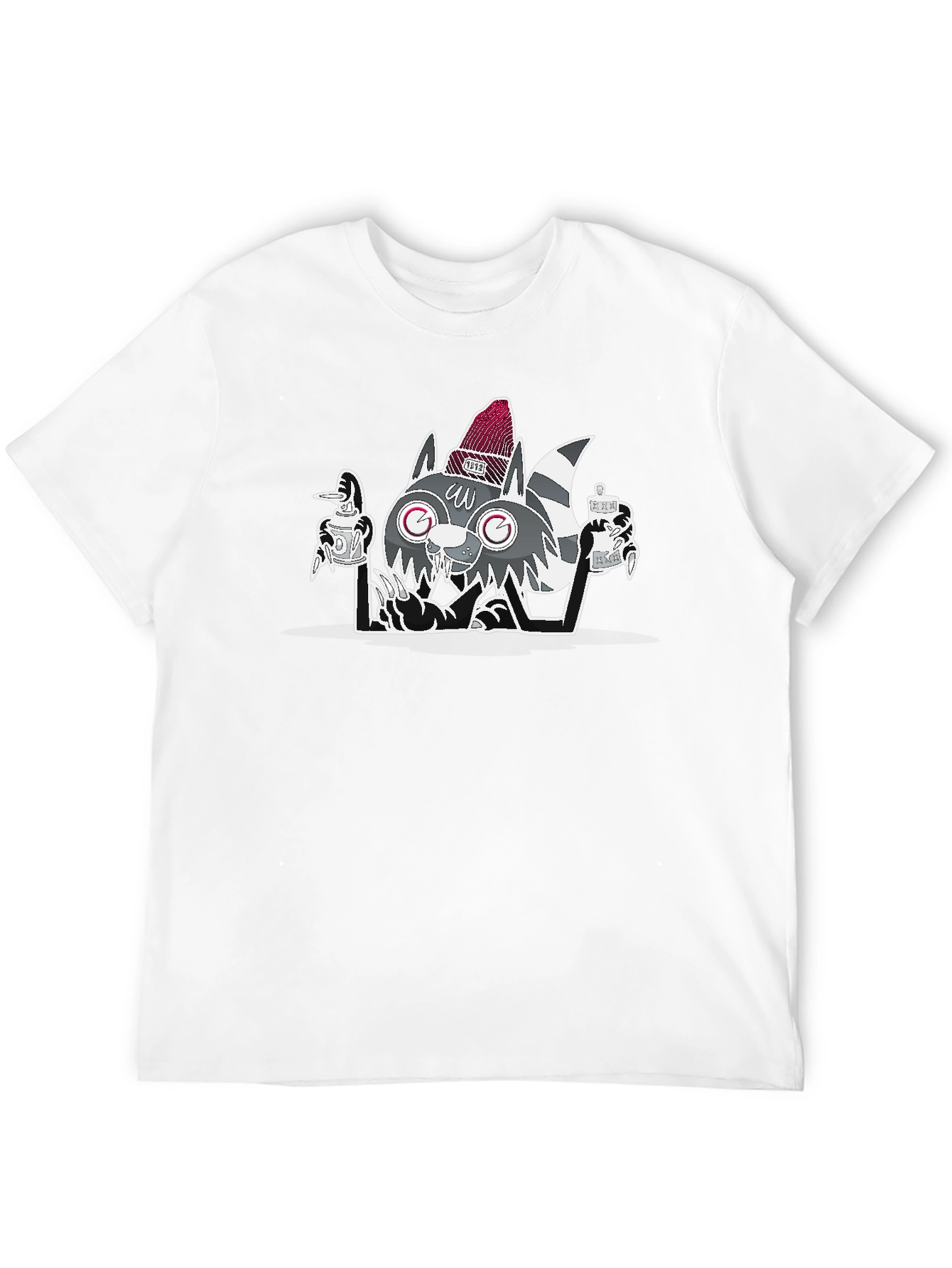 Cool Raccoon Graphic Tee - Mens Black T-Shirt