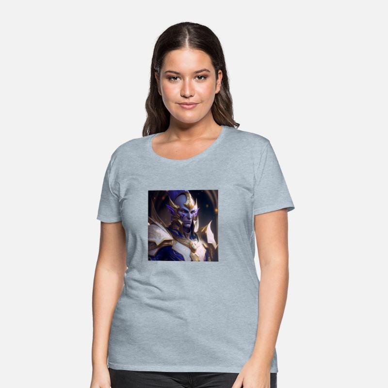 shot blue skinned elf with white tattoos gold