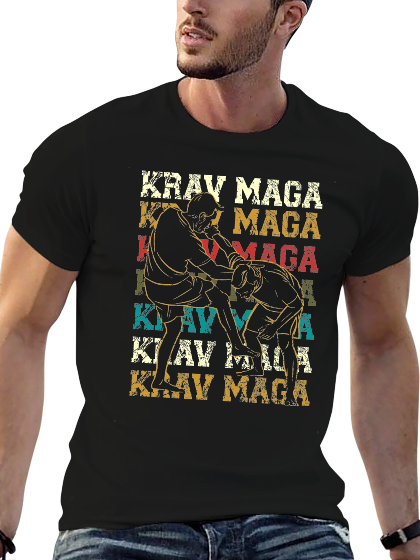 Krav Maga Black T-Shirt - Martial Arts Design