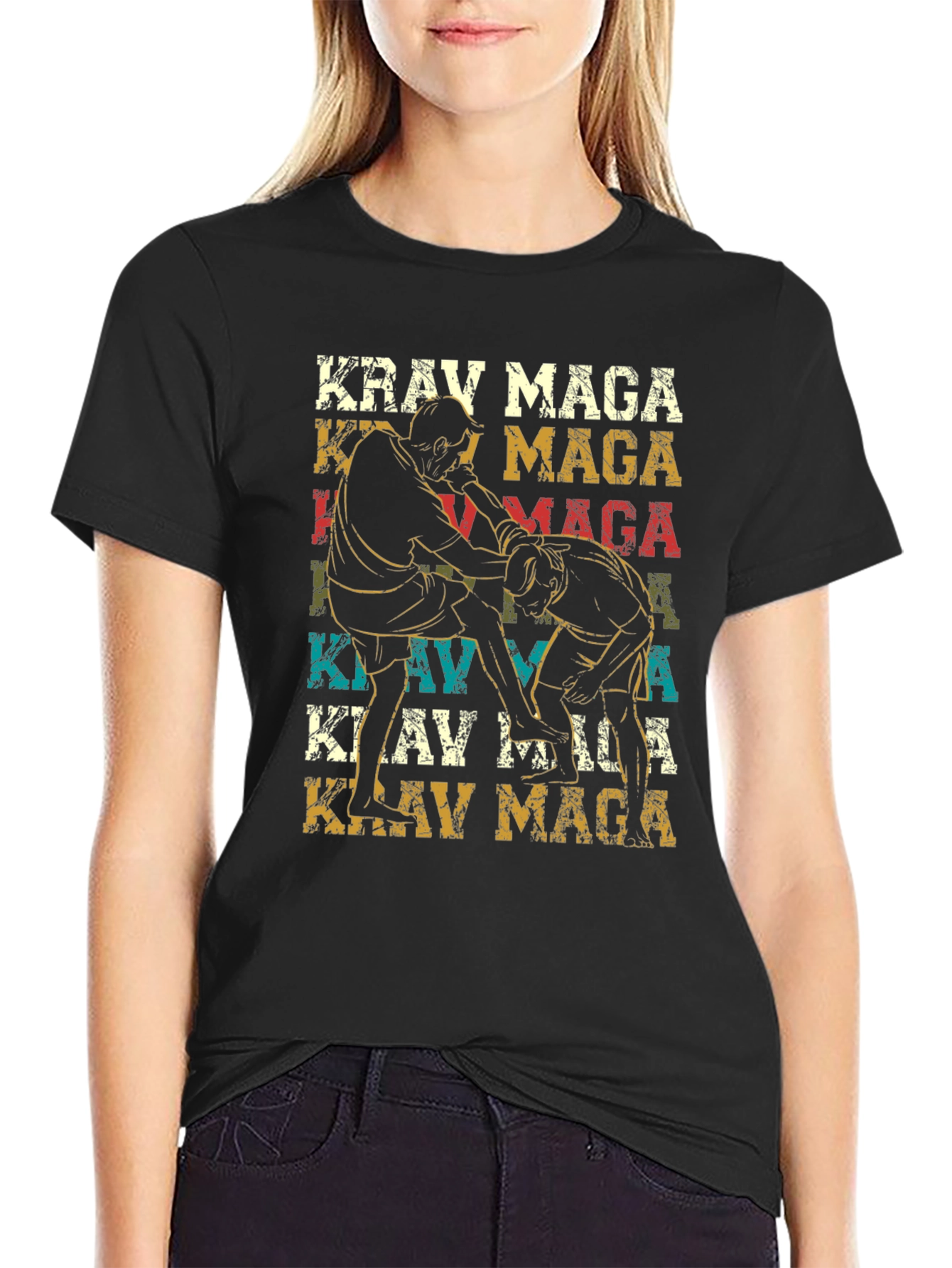 Krav Maga Black T-Shirt - Martial Arts Design