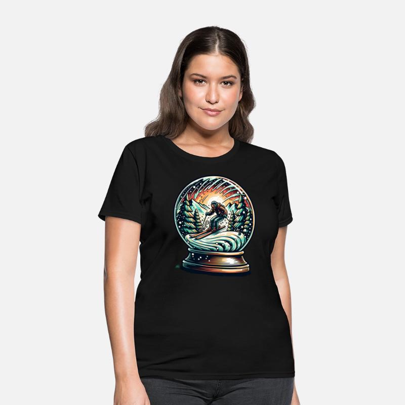 Skiing Adventure in Winter Wonderland Snow Globe