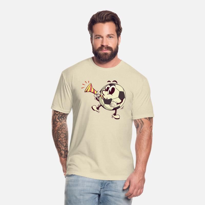 soccer ball cartoon blowing party trumpet