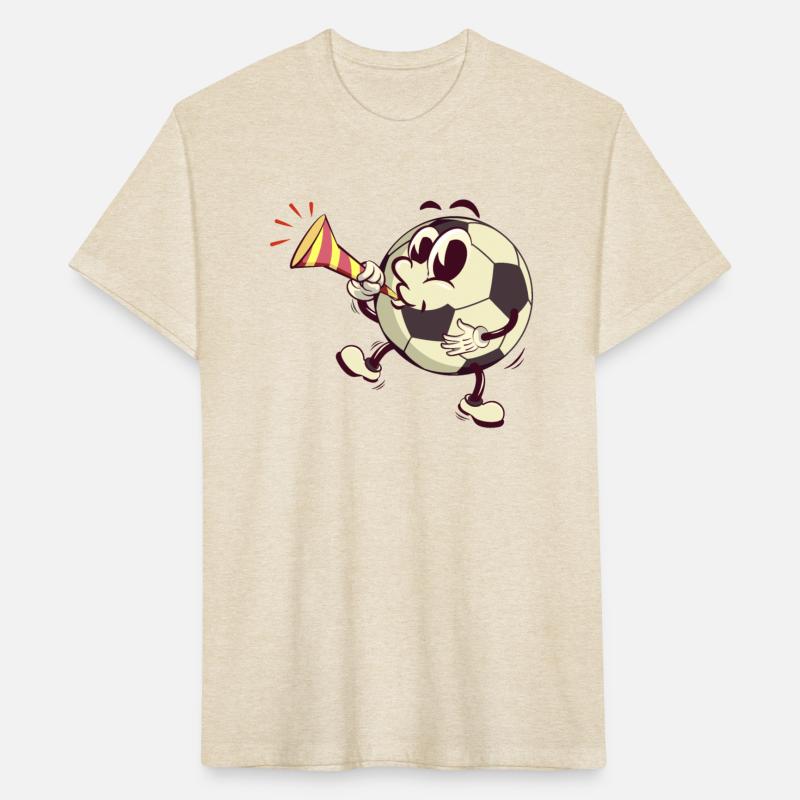 soccer ball cartoon blowing party trumpet